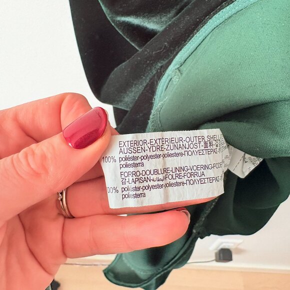Zara Crochet Velvet Maxi Dress Side Slit Dark Green Size XS - Picture 9 of 9
